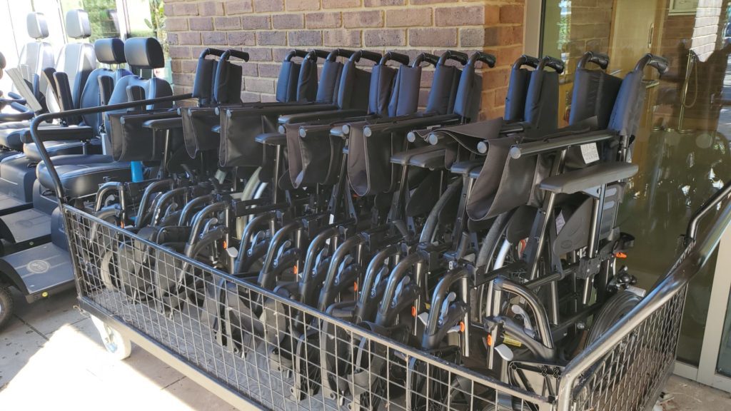 Wheelchairs at RHS Wisley flower show